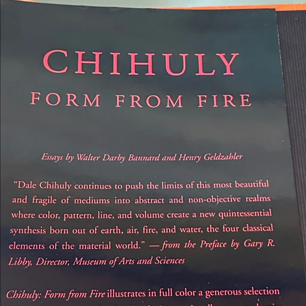 Chihuly “Form From Fire “ Glass Artist Art Book Stunning Photos